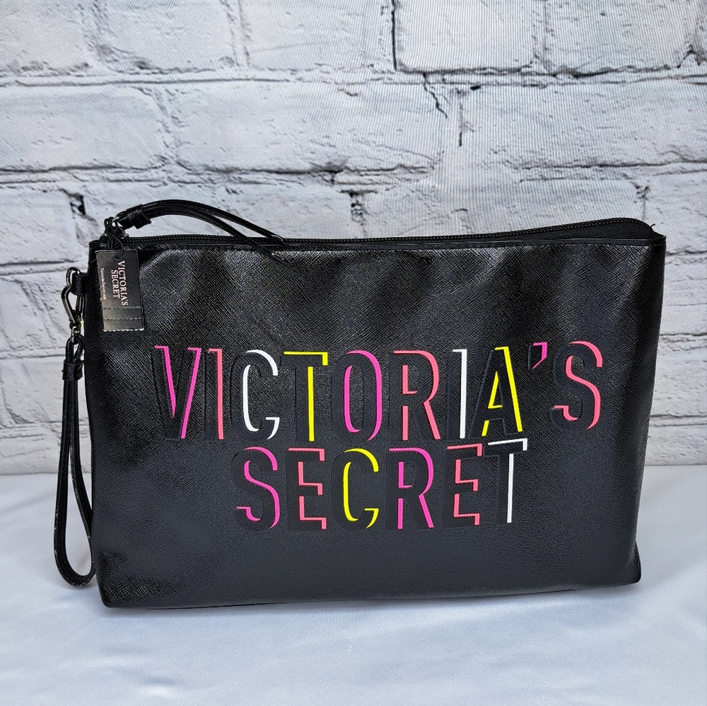 'VICTORIA'S SECRET' 'WILDFLOWER' LOGO TOP~ZIP TRAVEL/COSMETIC WRISTLET BAG